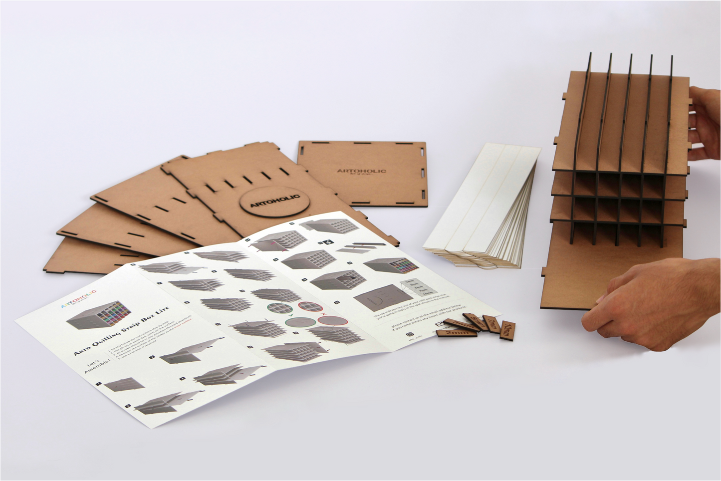 Quilling strips storage idea box 2mm 3mm 5mm 7mm 10mm multicolor strips MDF DIY kit