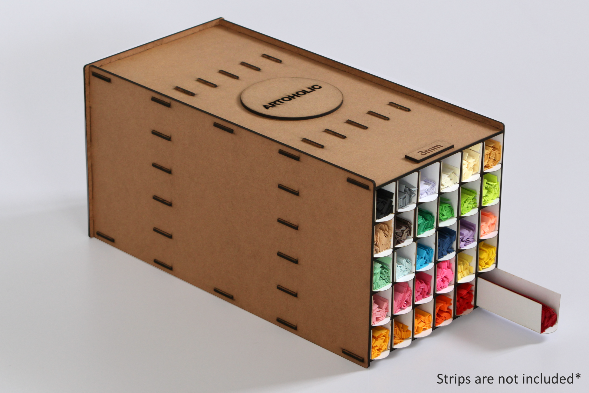 Quilling strips storage idea box 2mm 3mm 5mm 7mm 10mm multicolor strips MDF DIY kit